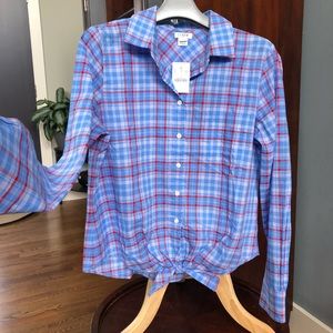 J Crew Plaid Tie- Front Shirt NEW Small